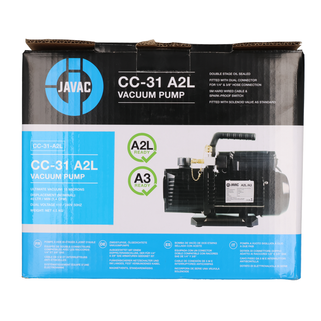 JAVAC CC-31-A2L vacuum pump retail box