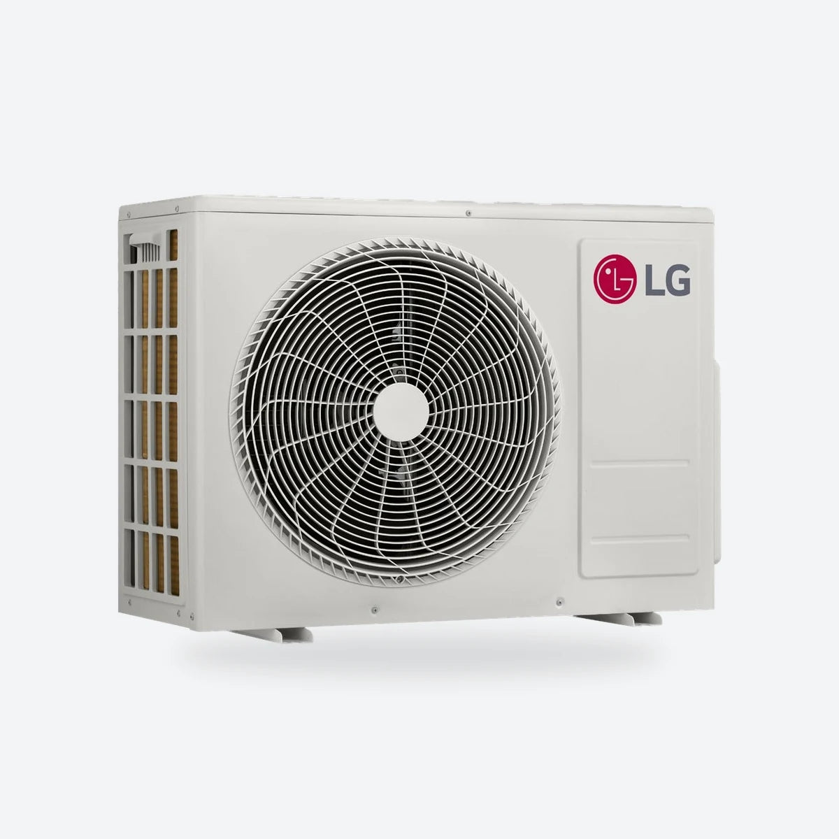 LG multi-split outdoor unit in white, seen from an angle