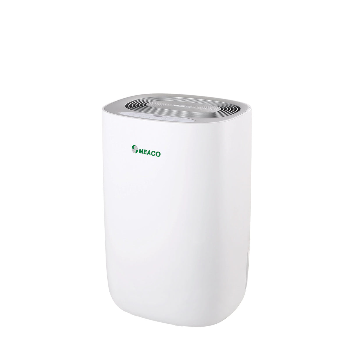 MeacoDry ABC 12L dehumidifier in silver, front-side view
