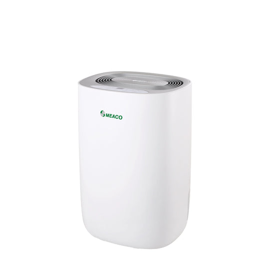 MeacoDry ABC 12L dehumidifier in silver, front-side view