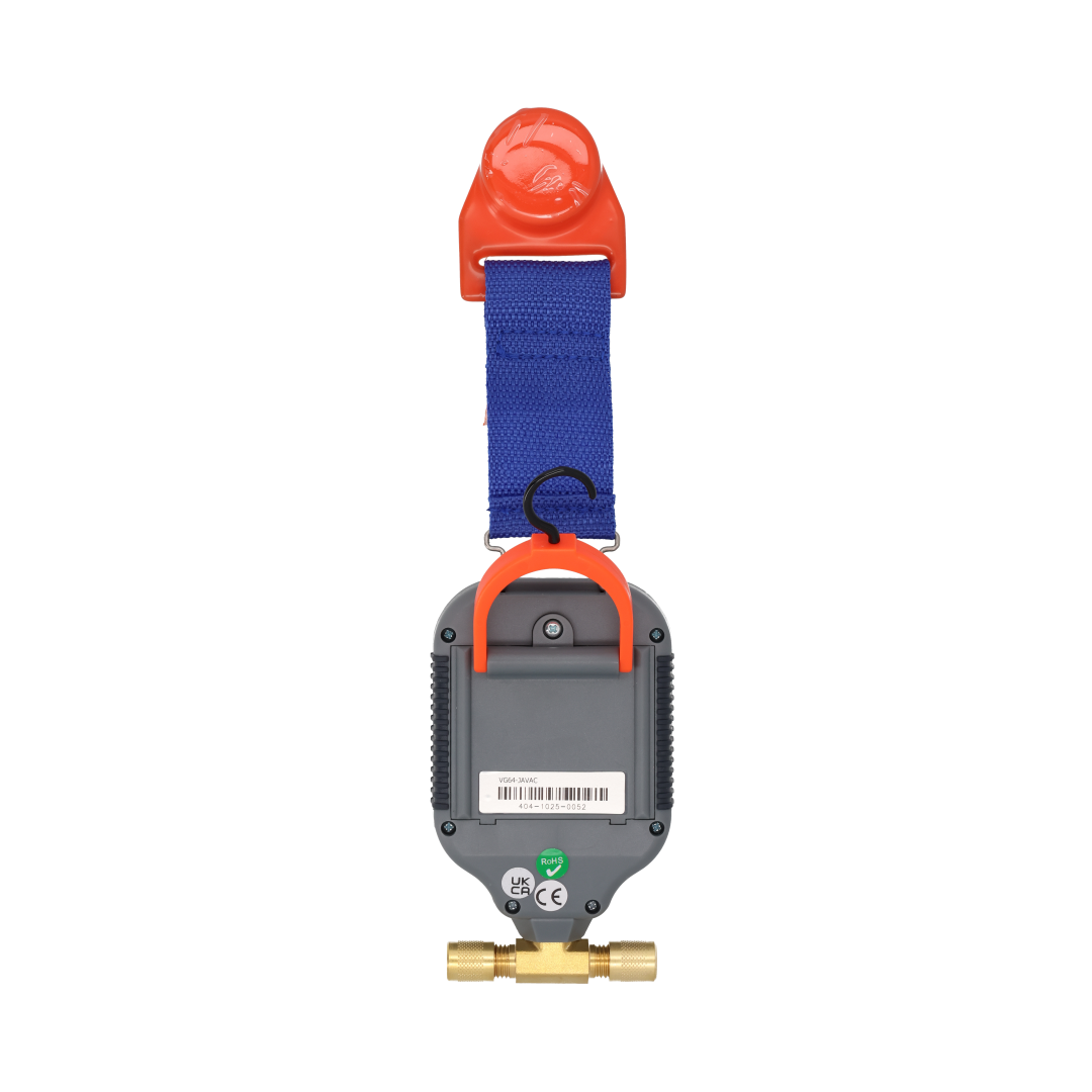JAVAC VG64 digital vacuum gauge, rear with magnetic strap