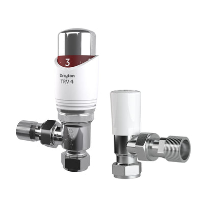 Drayton TRV4 15 mm angled radiator valve with lockshield