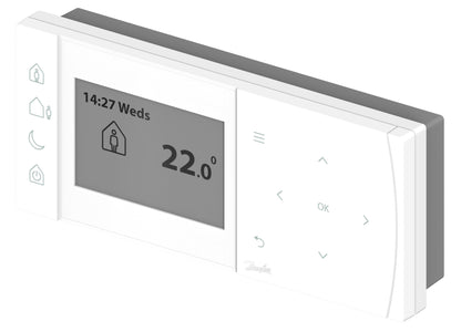 Danfoss TPOne programmable room thermostat, angled view