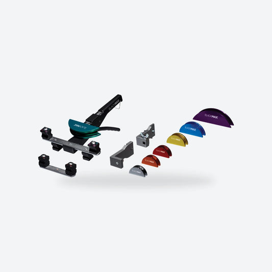 CPS BlackMax ratcheting tube bender with its seven colour coded formers