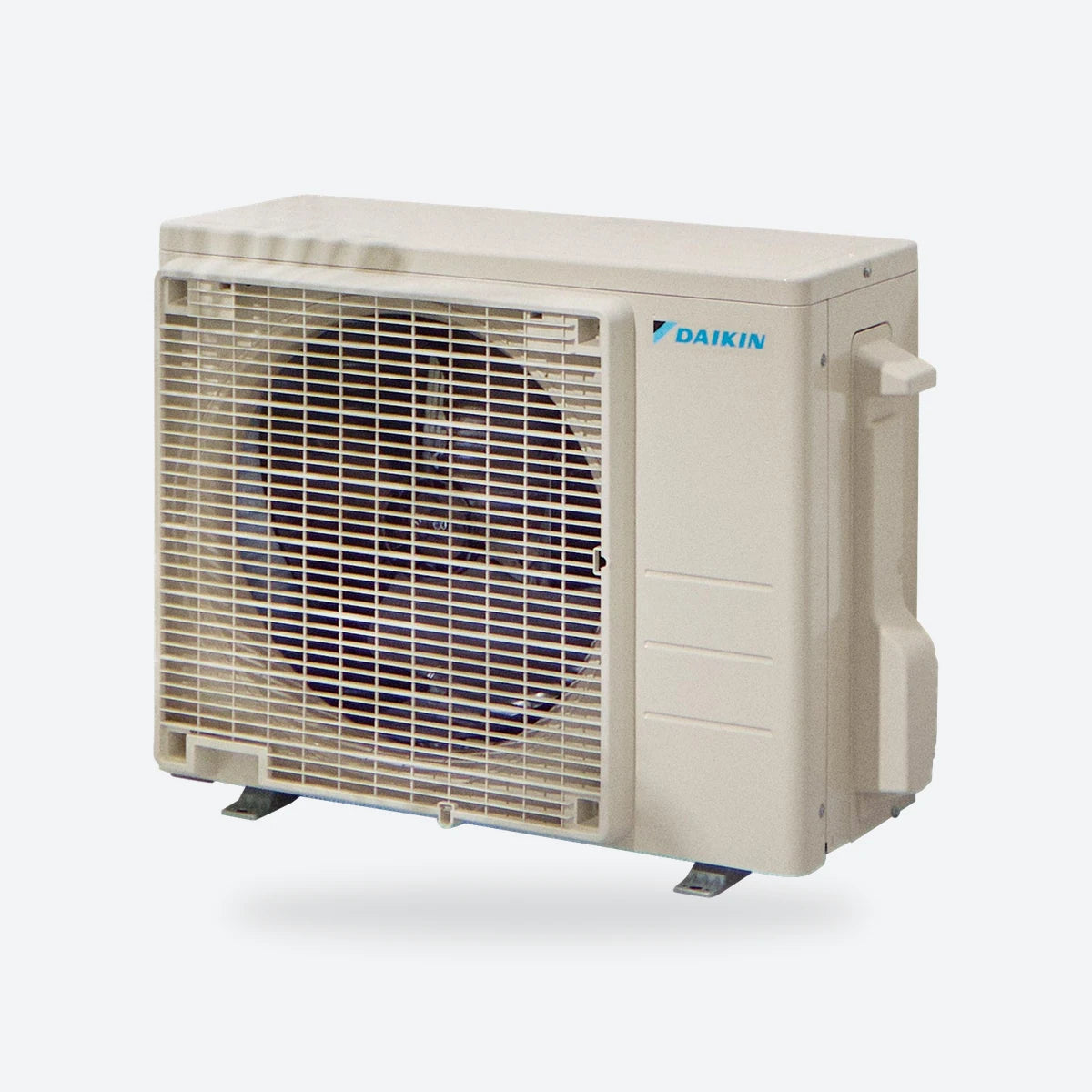 Daikin Comfora outdoor unit, front angled view