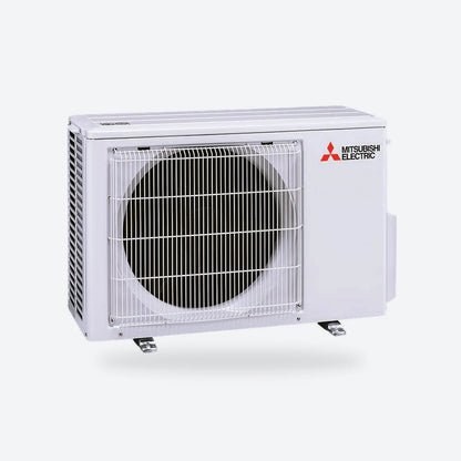 Mitsubishi Electric MUZ-AY outdoor unit in white, front angled view