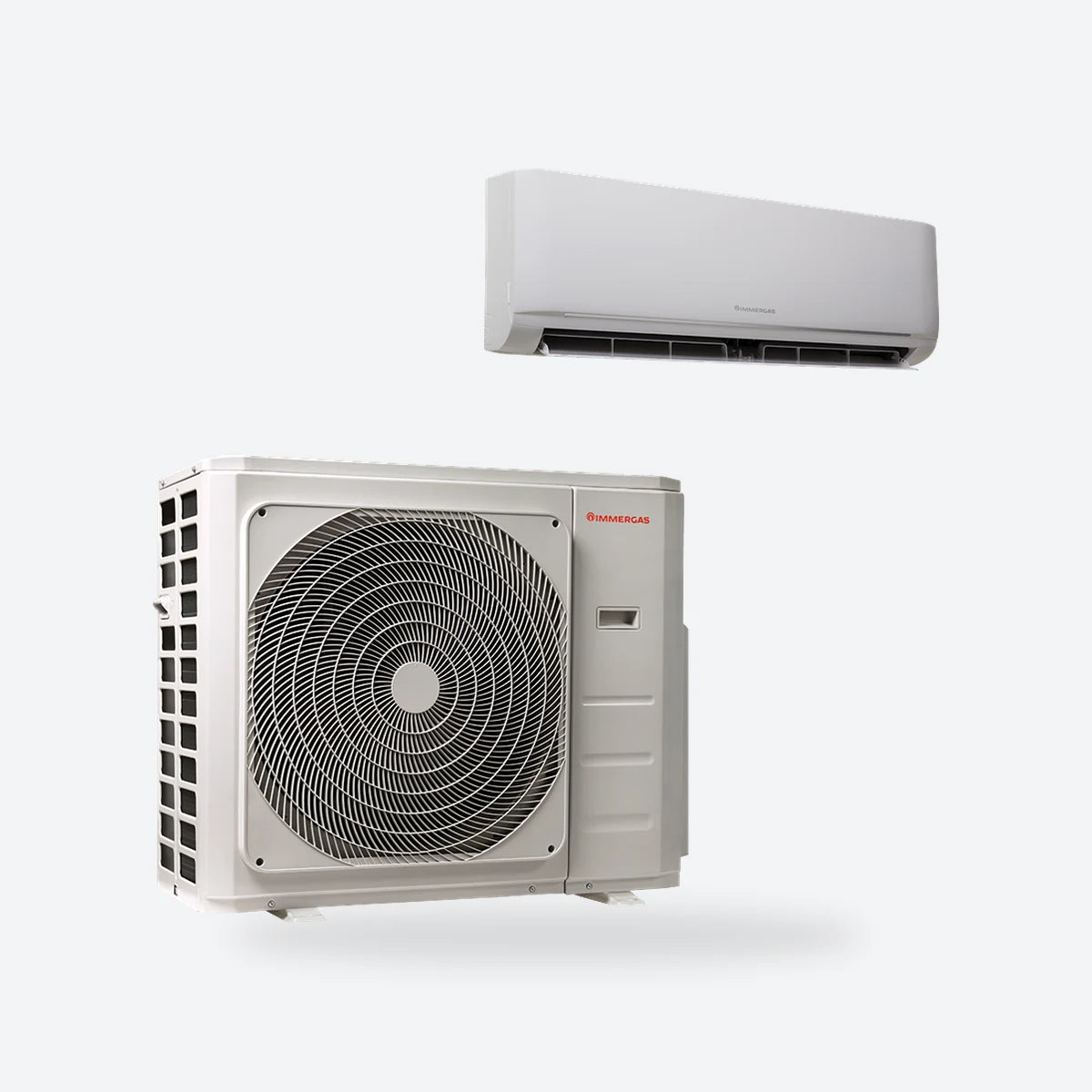 Alpha UE Multi multi-split pack: a white outdoor unit with one large fan and a white Gotha wall-mounted indoor unit.