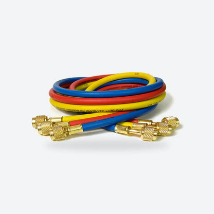 CPS refrigerant charging hoses in red, yellow and blue, three-pack