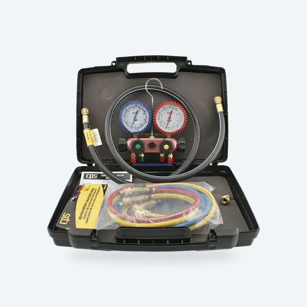 CPS Vortech 4 valve manifold and gauges with hoses, in its case