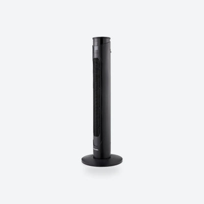 Dimplex EasyBreeze tower fan in anthracite, seen from the left