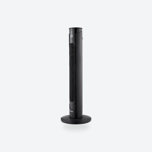 Dimplex EasyBreeze tower fan in anthracite, seen from the left