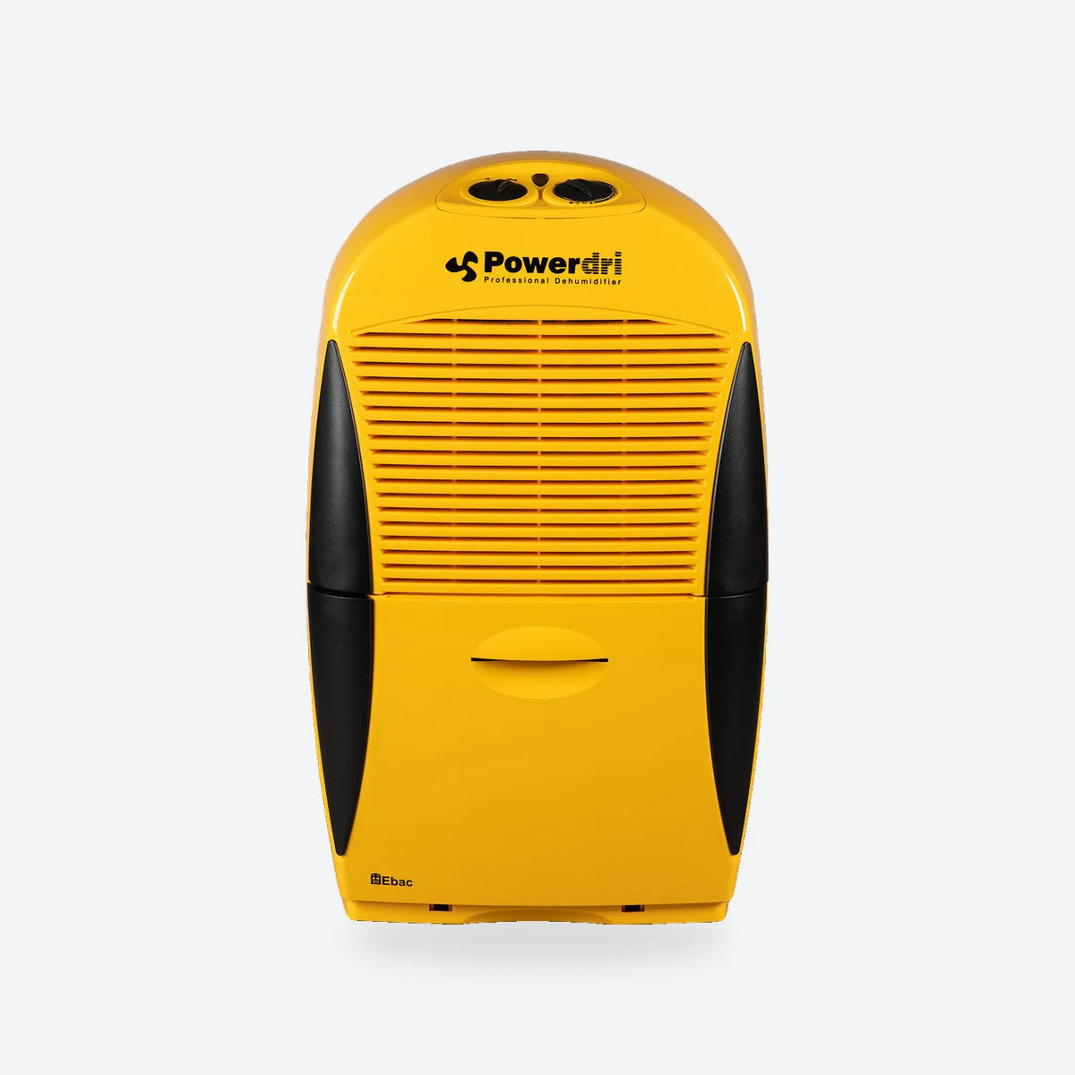 Ebac Powerdri 18 dehumidifier in yellow and black, front view