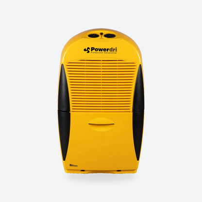 Ebac Powerdri 18 dehumidifier in yellow and black, front view