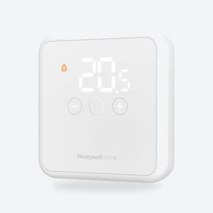 Honeywell Home DT4 wired room thermostat in white, front view