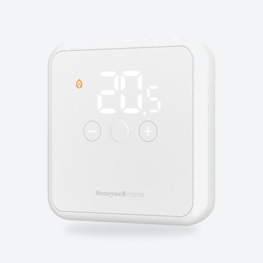Honeywell Home DT4 wired room thermostat in white, front view