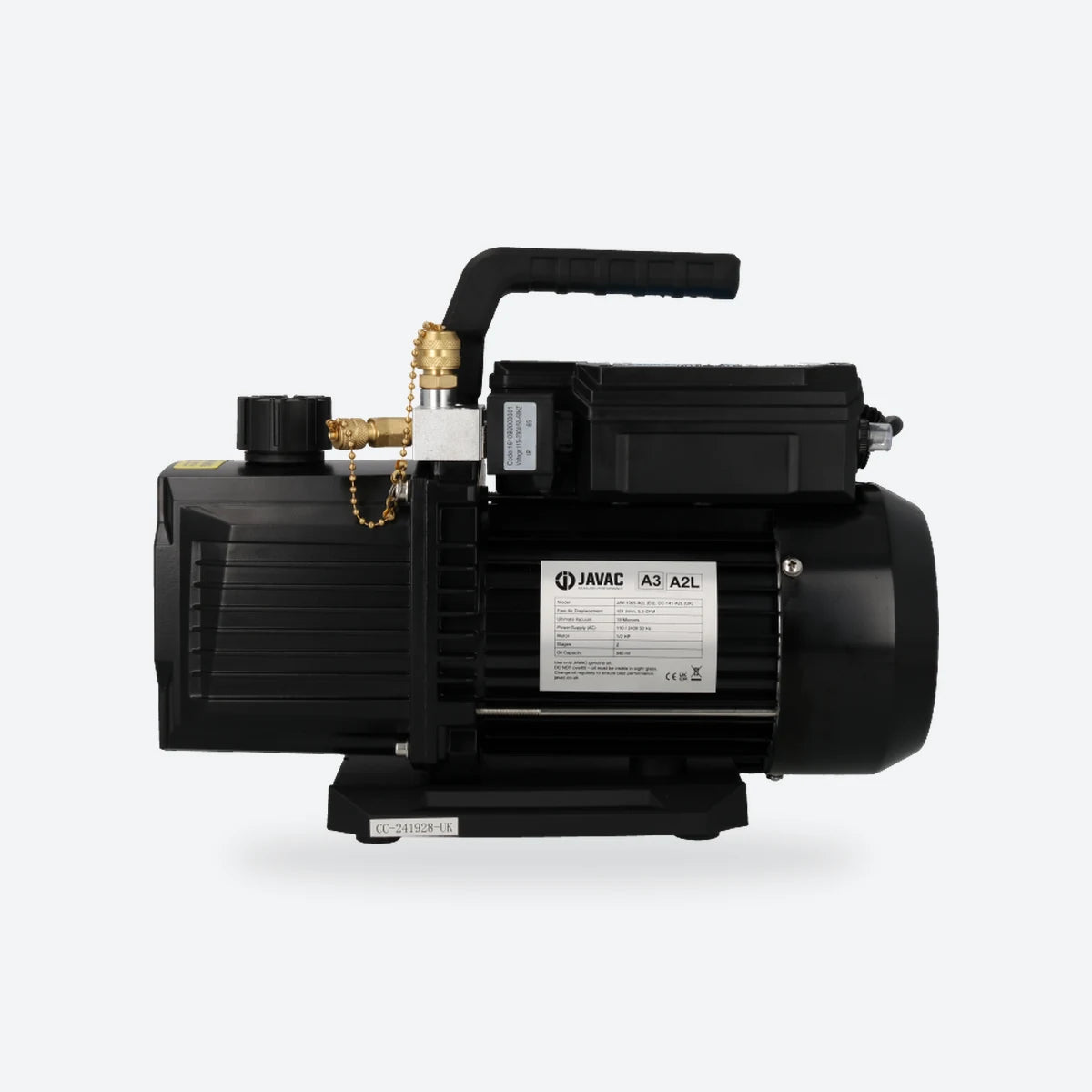 JAVAC CC-141-A2L two-stage vacuum pump, front view