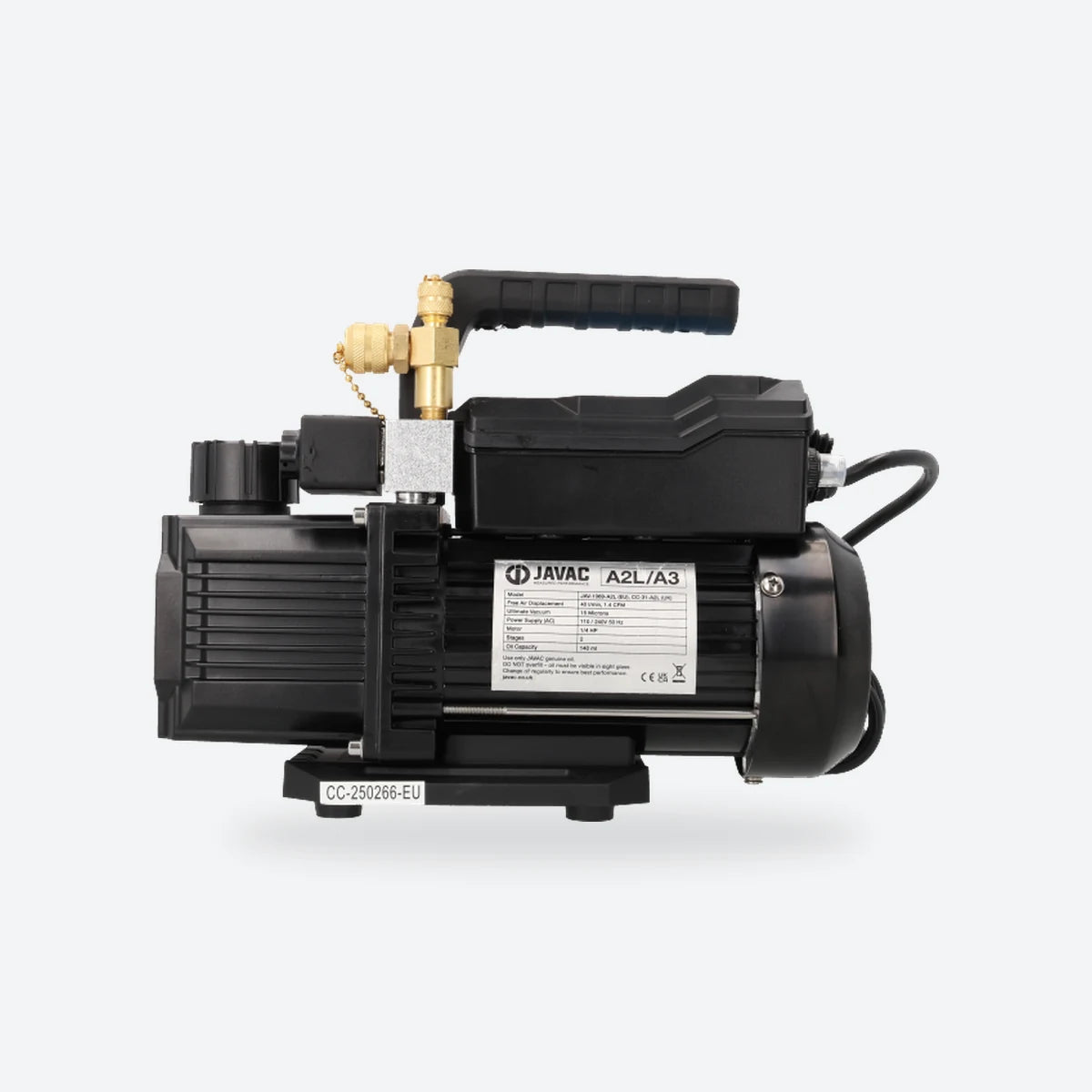 JAVAC CC-31-A2L compact vacuum pump, front view