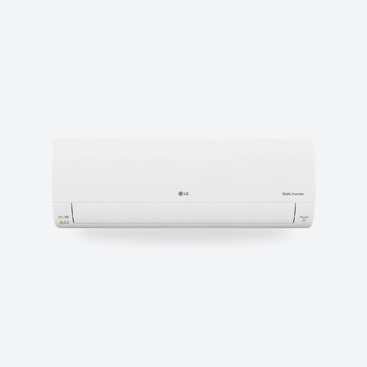LG DUALCOOL Special E wall-mounted air conditioning indoor unit in white, seen from the front.