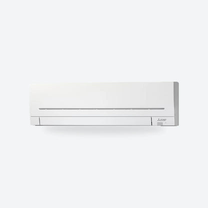 Mitsubishi Electric MSZ-AP wide wall-mounted air conditioning indoor unit in white, seen from the front.
