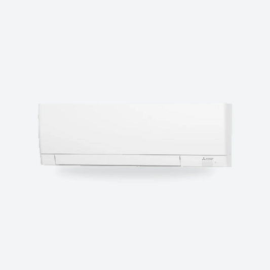 Mitsubishi Electric MSZ-AY compact wall-mounted air conditioning indoor unit in white, seen from the front.