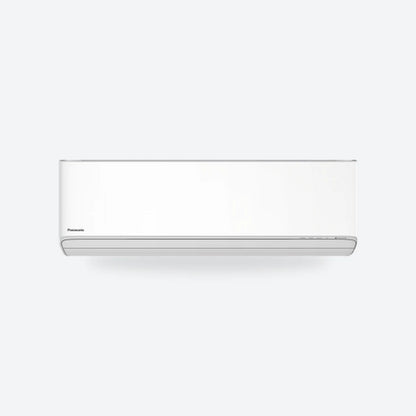 Panasonic Etherea wall-mounted air conditioning indoor unit in matt white, seen from the front.