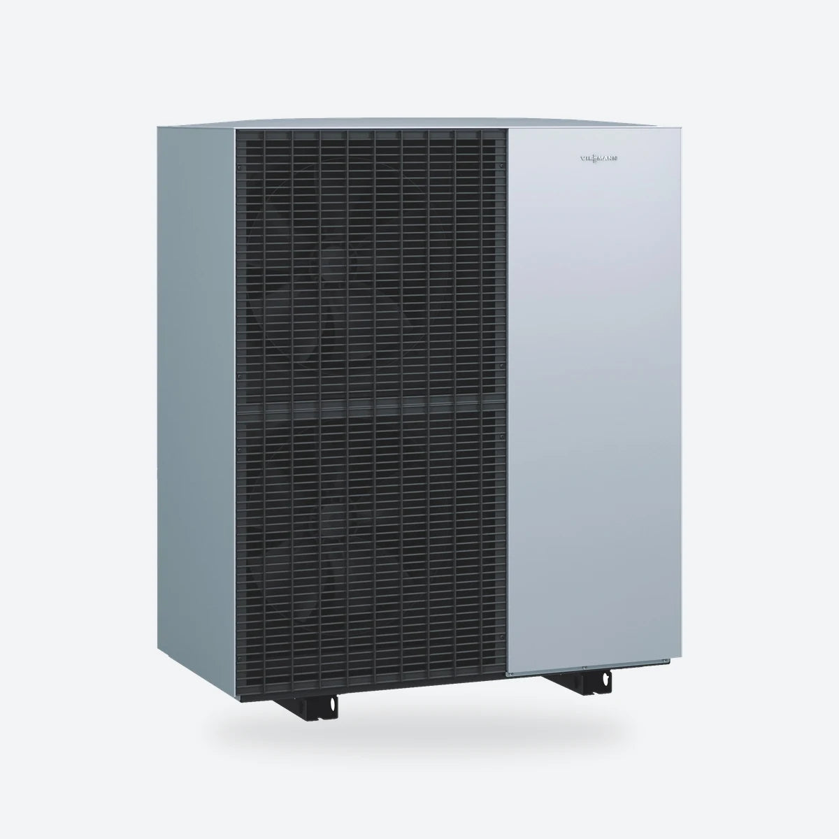 Viessmann Vitocal R290 air source heat pump outdoor unit on a light grey square.